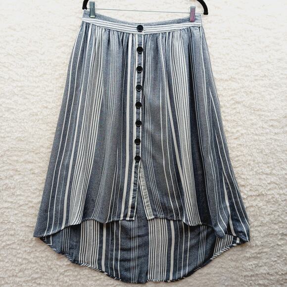Skirt Midi a.n.a. Gray Striped Midi Boho Minimalist Coastal Chic Cruise Size M - Picture 1 of 6